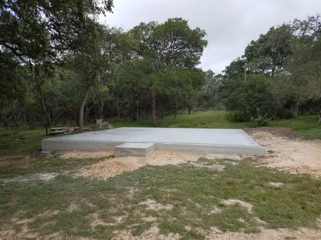 The foundation with the forms removed