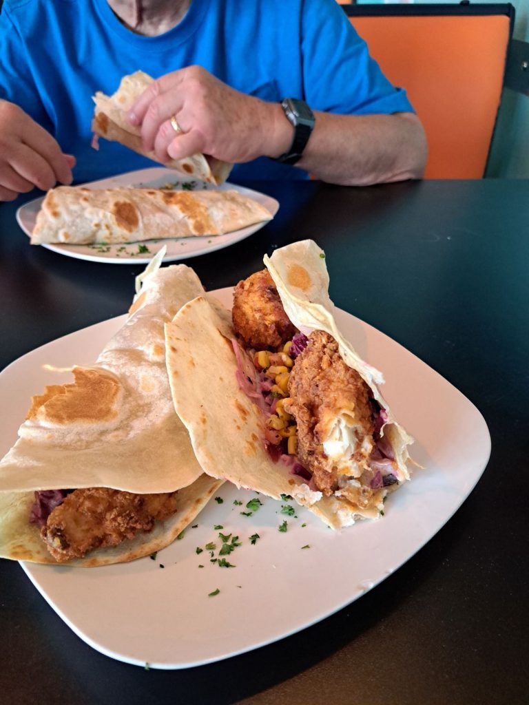 Mahi-mahi fish tacos at The Angry Marlin in North Padre Island.